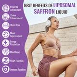 Saffron Supplements - 88.5 mg Saffron Extract Better Bioavailability Liposomal Drops for Mood, Energy, Vision & Focus with Ashwagandha, Turmeric, Magnesium, Zinc, Vitamin B12 & D3, 60 ml, 30 Servings