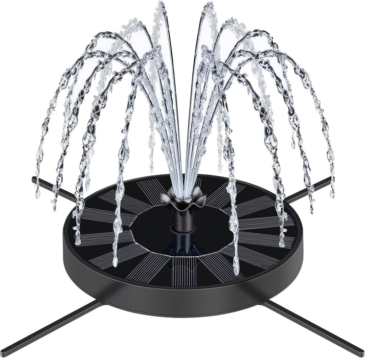SEIRMEP Solar Fountain Pump with Spray Height Adjustment, Upgrade Glass Solar Bird Bath Fountains with 6 Nozzles, Outdoor Solar Water Fountain Pump for Bird Bath, Garden, Pool, Pond