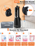 Water Dental Flosser Tools for Teeth Rechargeable Portable Water Flosser Dental Oral Irrigator Cleaning Cordless with Tongue Scraper Travel Bag Waterproof (Digital Black)