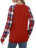 Saloogoe Sweaters for Women Trendy Loose Holiday Outfits 2023 Christmas Shirts Red Plaid M