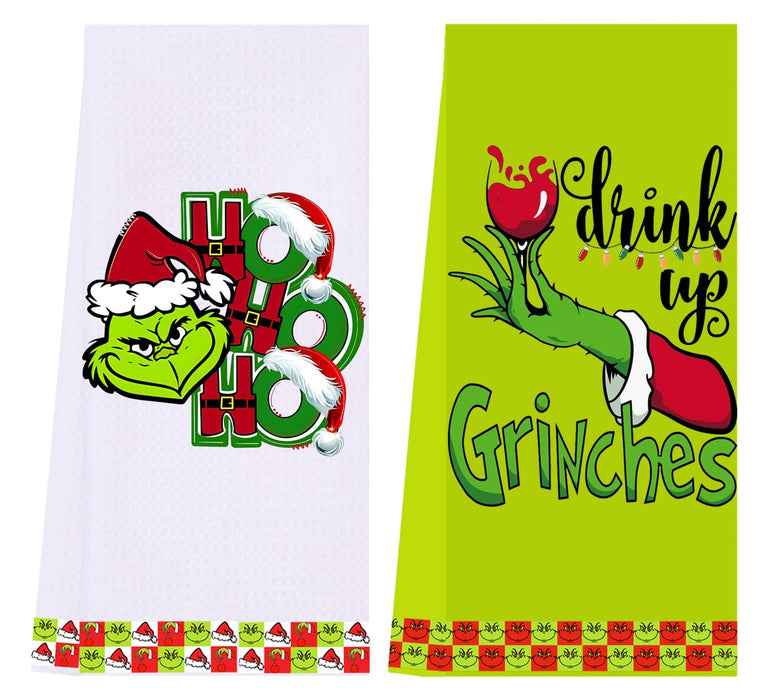 LXOMILL Christmas Grinch Kitchen Towels, Grinch Bathroom Hand Towels, Grinch Christmas Decorations, Grinch Kitchen Towels, Grinch Bathroom Decor, Housewarming Gift, Host Hostess Gift