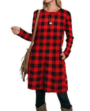 Long Sleeve Dress for Women Christmas Dresses for Women Red and Black Plaid L