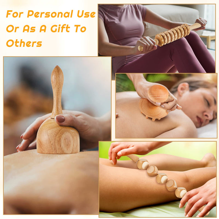 16 Pcs Wood Therapy Massage Tools Set Maderoterapia Kit Therapy Tools for Body Muscle Pain Relief Wooden Body Face Sculpting Tools Wood Roller Massager, Fascia Massage