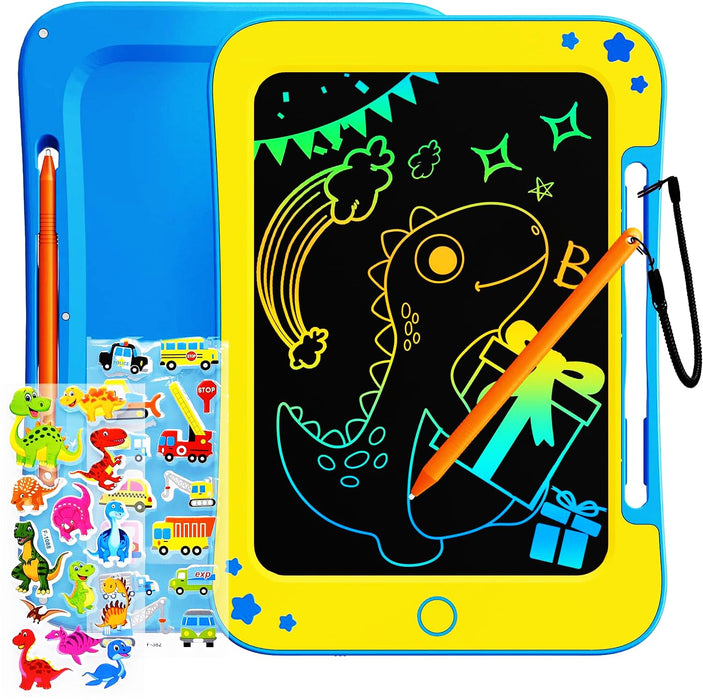 TEKFUN Toddler Kids Toys Gifts - 8.5 Inch LCD Writing Tablet Kids Doodle Board with Stickers Colorful Drawing Tablet, Kids Birthday Christmas Gifts Toys for 3 4 5 6 Years Old Boy (Blue Yellow)