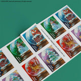 USPS Snow Globes (Booklet of 20) Forever Postage Stamps (A Snowman, Santa Claus Poised on a Chimney, a Majestic Deer, and a Christmas Tree) 2023 Scott #5816-5819