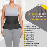 QEESMEI Postpartum Belly Band Abdominal Binder Post Surgery C-section Belly Binder Wrap Girdle Recovery Belt Back Support (X-Large, Black)