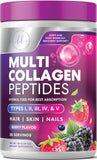 Multi Collagen Peptides Powder - Hydrolyzed Collagen Protein Grass Fed, Hair, Skin, Nails & Joint Support, Keto, Paleo, Non-GMO, Type I, II, III, IV & V, Collagen for Women - 30 Servings