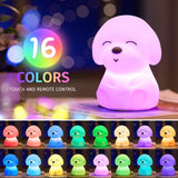 Onefire Dog Gift Night Lights for Kids, Remote+16 Colors Led Night Light Lamp, Dimmable Dog Kids Night Light, Rechargeable Timer Cute Night Light for Baby Nursery, Kawaii Silicone Dog Christmas Gifts