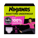 Pampers Ninjamas Nighttime Bedwetting Underwear Girls Size L (64-125 lbs) 11 Count (Packaging & Prints May Vary)