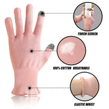 Donfri 6 Pairs Cotton Moisturizing Gloves Overnight Touchscreen Fingers for SPA Dry Hands Hand Care Day and Night Moisturizing (Medium-Pink)