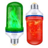 OMK - LED Christmas Decorations Flame Effect Light Bulbs - Newest Upgraded 4 Modes Two-Tone Fire Simulated Lamps - Holiday/Christmas Gifts/Party/Indoor/Outdoor Decoration Lights (2Pack)