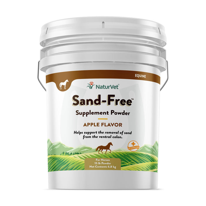 NaturVet Sand Free Horse Powder Supplement – Supports Healthy Intestinal Function, Sand Removal from Ventral Colon – Includes Psyllium Husk, Apple Flavoring – 15 lbs.