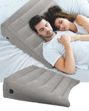 BLABOK Inflatable Wedge Pillow for Sleeping, Traveling, Reading, Triangle Bed Wedge Pillow (Grey)