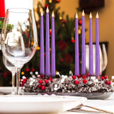 Enhon 8 Pieces Flameless Candles 10 Inch Flameless Taper Candles LED Candles Battery Operated Flickering Candles for Wedding Christmas Dinner Church Spell Holiday Advent Rituals(Purple)