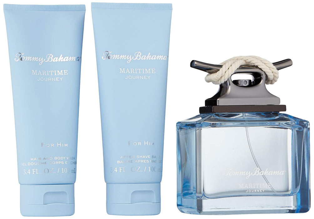 TOMMY BAHAMA - 3pc Tommy Bahama Maritime Journey EDT 4.2 Me Hair Body Wash Shave Men