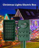 BN-LINK 7 Day Heavy Duty Outdoor Digital Stake Timer, 6 Outlets, Weatherproof, Perfect for Outdoor Lights, Sprinklers, Christmas Lights