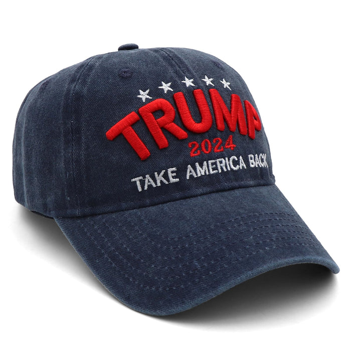 xywlwoer Trump 2024 MAGA Hat, Trump Hat Trump Merchandise Take America Black Hat USA Flag 45-47 MAGA Baseball Cap Blue