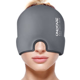 ONLYCARE Migraine Mask, Odorless Migraine Ice Head Wrap Eye Patch, Headache Relief Hat for Migraine, Grey