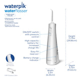 Waterpik Cordless Pulse Rechargeable Portable Water Flosser for Teeth, Gums, Braces Care and Travel with 2 Flossing Tips, Waterproof, ADA Accepted, WF-20 White