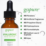 goPure Hyaluronic Acid Serum - Face Serum for Glowing Skin with Vitamin C and E, and Green Tea, Anti-Aging Serum to Visibly Improve Dry and Wrinkled-Looking Skin - 1 fl oz