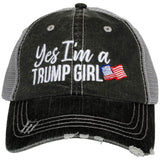 KATYDID Yes, I am a Trump Girl Baseball Hat - Trucker Hat for Women - Stylish Cute Baseball Cap Gray