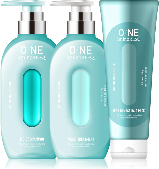 O/NE AMINORESQ Amino Acid Shampoo Set: Shampoo, Treatment, and Hair Mask (400mL/400g/200g) [Salon Shampoo, Damage Care, Rich Foam, Fresh Floral Scent]