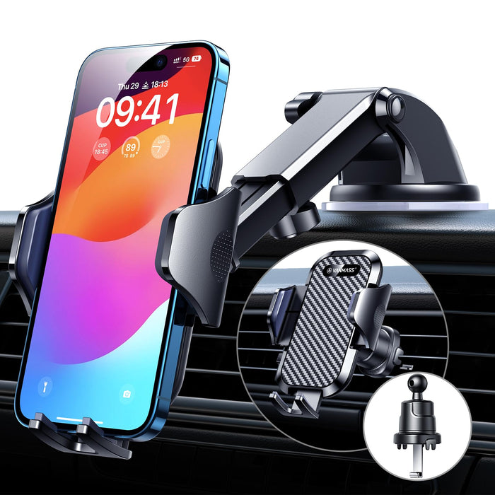 VANMASS Car Phone Holder 2026 Ultimate True Military-Grade【Upgraded Strongest Suction & Clip】 Cell Phone Car Mount Truck Windshield Dashboard Vent for iPhone 18 Pro Max 17 16 15 14 13 Android