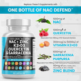 Clean Nutraceuticals NAC Supplement 1000mg with Vitamin D3, K2, Zinc, Quercetin, Elderberry, and More, 60 Capsules