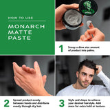 BluMaan Monarch Men’s Matte Paste - High Hold Matte Finish - Versatile, Easy To Apply, Weightless Control, Nourishing and Cleansing Hair Care Essential with Natural Ingredients - 74 ml/2.5 oz