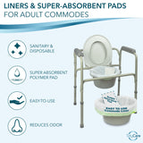 TidyCare Bedside Commode Liners and Absorbent Pads for Portable Toilet Chair Bucket and Bedpan | XL Combo Pack of 24 Disposable Waste Bags and 24 Pads | Universal Fit Portable Toilet Liners and Pads