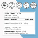 Supersmart - BHT 300 mg Per Day - Butylated Hydroxytoluene - Powerful Antioxidant & Immune Support - Anti Aging Supplement | Non-GMO & Gluten Free - 90 Vegetarian Capsules