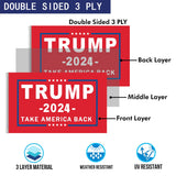 Trump 2024 Flags 3x5 Outdoor Made in USA Double Sided 3 Ply Take America Back Heavy Duty President Trump Flags 2024 Banner for Outside with 2 Brass Grommets Fade Resistant for Indoor Outdoor Decorations