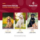 NaturVet Bladder Support Plus Cranberry for Dogs, 60 ct Soft Chews, Made in The USA with Globally Source Ingredients