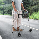 Delog Folding Walker for Seniors with 5” Front Wheels, Width Adjustable Compact Standard Walker Support Up to 350lbs, Lightweight Folding 2 Wheels Walker for Seniors, Adults