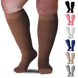 Mojo Compression Socks for Women and Men 20-30mmHg Knee High - Unisex Medical Compression Support Stockings for Nursing, Airplane, Travel Circulation - Brown, X-Large - AB201