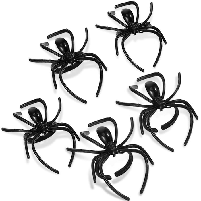 120 Pieces Spider Rings Halloween Rings Plastic Spider Cupcake Topper Bulk Costume Accessories Halloween Party Favors (Black)