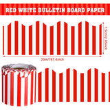 65 Feet Scalloped Bulletin Board Border Self Stick Classroom Striped Borders Wavy Line Border for Bulletin Cork Board Desk Classroom Christmas Party Supplies Decor(Red and White Stripes)