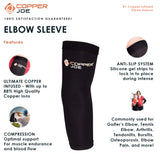 Copper Joe 2 Pack Recovery Elbow Compression Sleeve - Ultimate Copper Relief Elbow Brace for Arthritis, Golfers or Tennis Elbow and Tendonitis. Elbow Support Arm Sleeves For Men and Women (2X-Large)