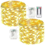 2-Pack Fairy Lights Battery Operated with Remote, Waterproof 33FT 100 LED Battery String Lights Outdoor Indoor, 8 Modes Twinkle Lights with Timer for Bedroom Classroom DIY Christmas Decor (Warm White)