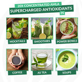 Amla Powder & Decaf Green Tea Superfood Supplement, 20x Ultra Concentrated Amla, Antioxidant Support, Made with Oolong Tea and Indian Gooseberries, Organic, Vegan, Decaf, 30 Servings