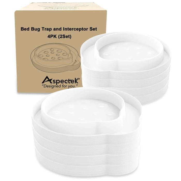 ASPECTEK Bed Bug Trap, Bed Bug Interceptor-Pack of 8. Insect Trap, Safe Eco Friendly, Bed Bug Eliminator (White)