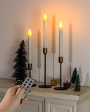 Homemory Waxy Flameless Taper Candles with Remote Timer Dimmer, Battery Operated Candlesticks Flickering, LED Window Candles Realistic, 9.6 Inches for Christmas Wedding Indoor Decor, White, 6 Pcs