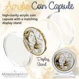 MilestoneMint 1 Year Sobriety Coin Gift Set | Women's Serenity Token AA Chip Medallion with Coin Capsule, Display & Card | Sobriety Gifts for Women in Recovery for Anniversary Month & Year. (Gold)