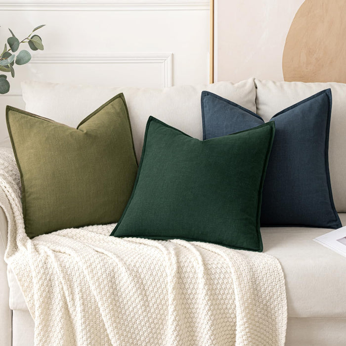 MIULEE Linen Pillow Covers 20x20 Inch Christmas Dark Green Decorative Throw Pillow Covers Pack of 2 Soft Accent Farmhouse Couch Pillowcases Modern Home Decors for Sofa Cushion Living Room Bed