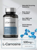 L-Carnosine 500mg | 120 Capsule Supplement | Non-GMO & Gluten Free Powder Pills | by Horbaach