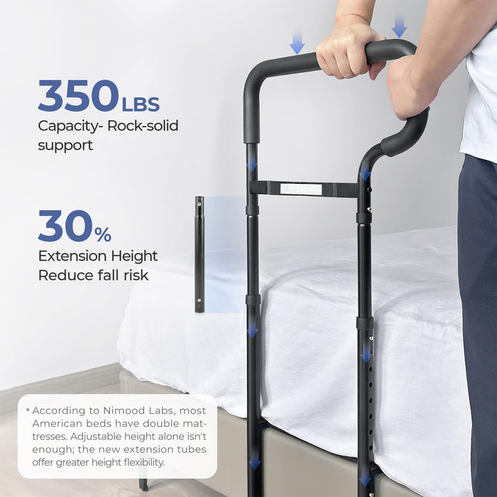 nimood C1 PRO Bed Rails for Elderly Adults Safety with Motion Light, Non-Slip Handle, Adjustable Bed Railings for Seniors, Bed Cane Fits Any Bed, Making Getting in, Out of Bed Much Easier (Safety Kit)