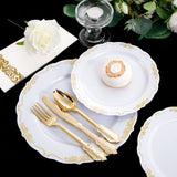 LIYH 350pcs Gold Plastic Dinnerware set, Gold Plastic Plates with Gold Edges Includes Gold Disposable Plates, Gold Plastic Silverware, 10 oz Gold Cups, Gold Napkins for Wedding, Bridal Shower