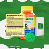 Zero Sugar Vitamin D Spring V Gummies, 50 Mcg (2,000 IU), 120 Count, Lemon, Orange & Strawberry Flavors, Supports Bone & Immune Health + Better Ligth&Spring Guide + Weekly Pill Organizer (3 Items)