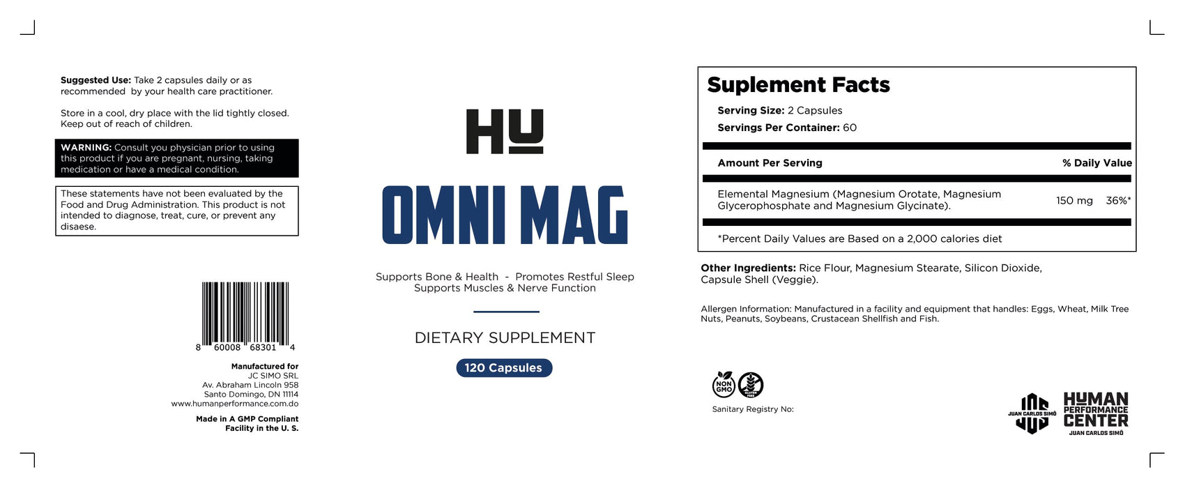 HU Omni MAG Dietary Supplement 120 Capsules