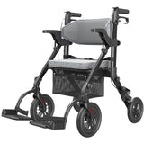 VOCIC Rollator-Walkers-for-Seniors-with-Seat, Walker Wheelchair Combo, Transport-Wheelchair-Lightweight-Foldable, Adult Walkers All Terrain, 2 in 1 Rolling Walker Chair with Brakes & Pouch-2024 New